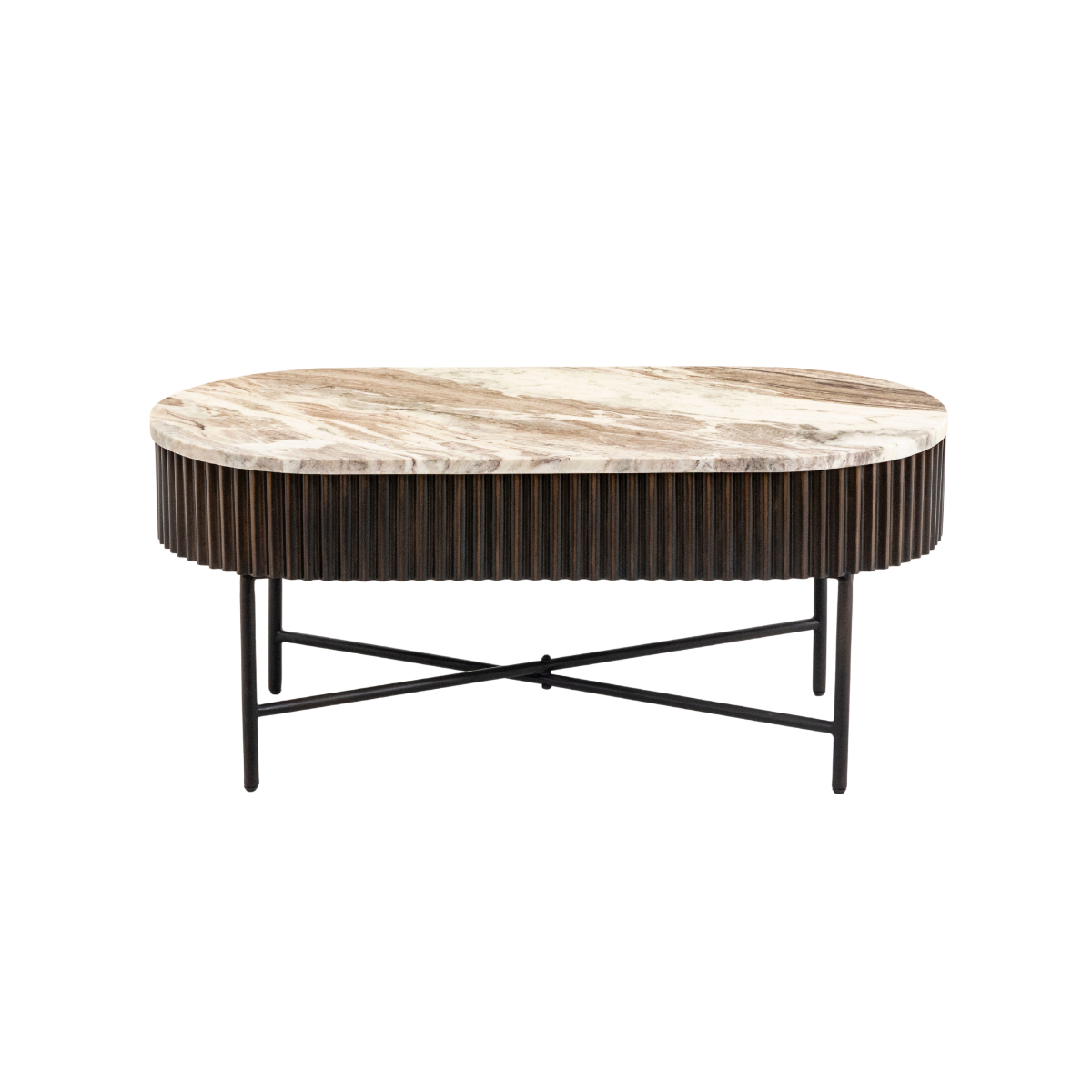 Table basse en métal noir et marbre Alfred