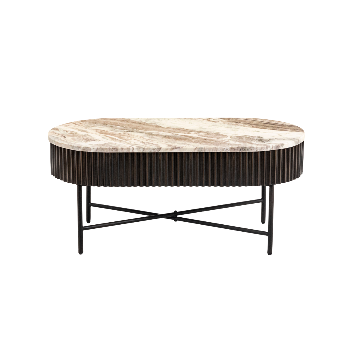 Table basse en métal noir et marbre Alfred