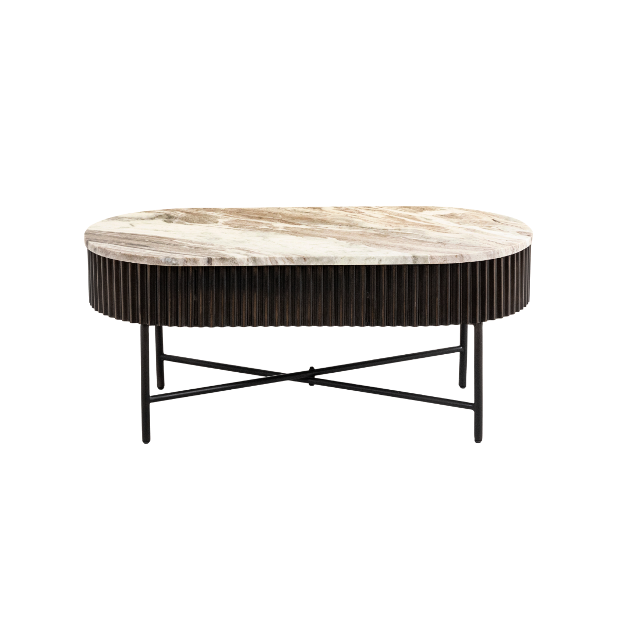 Table basse en métal noir et marbre Alfred