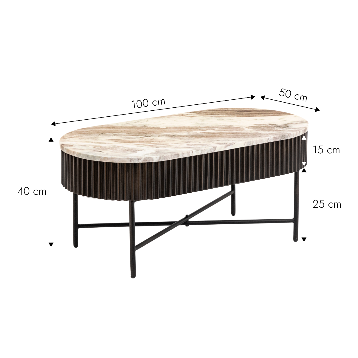 Table basse en métal et marbre Orlando