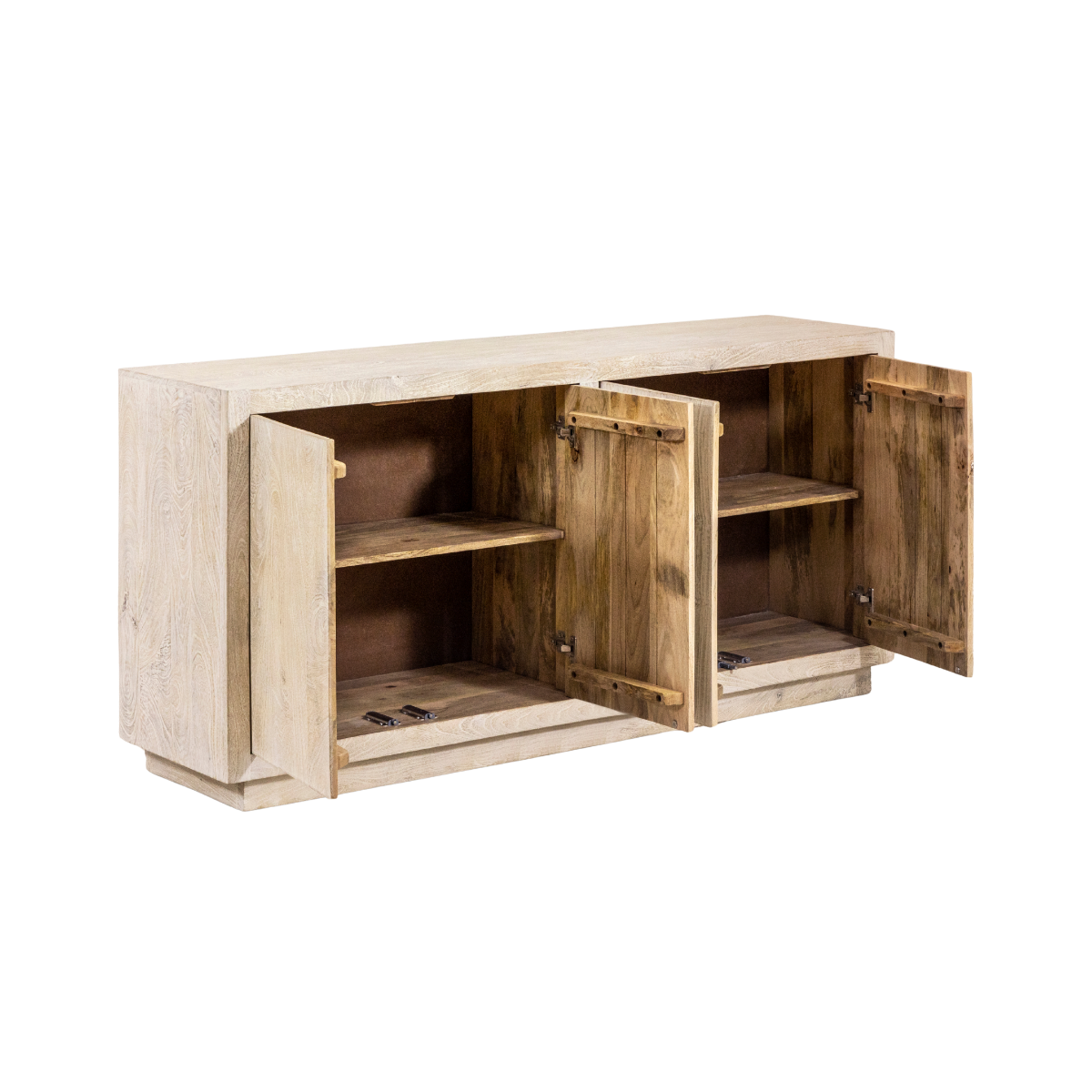 Buffet 4 portes en bois de manguier blanchi Alison