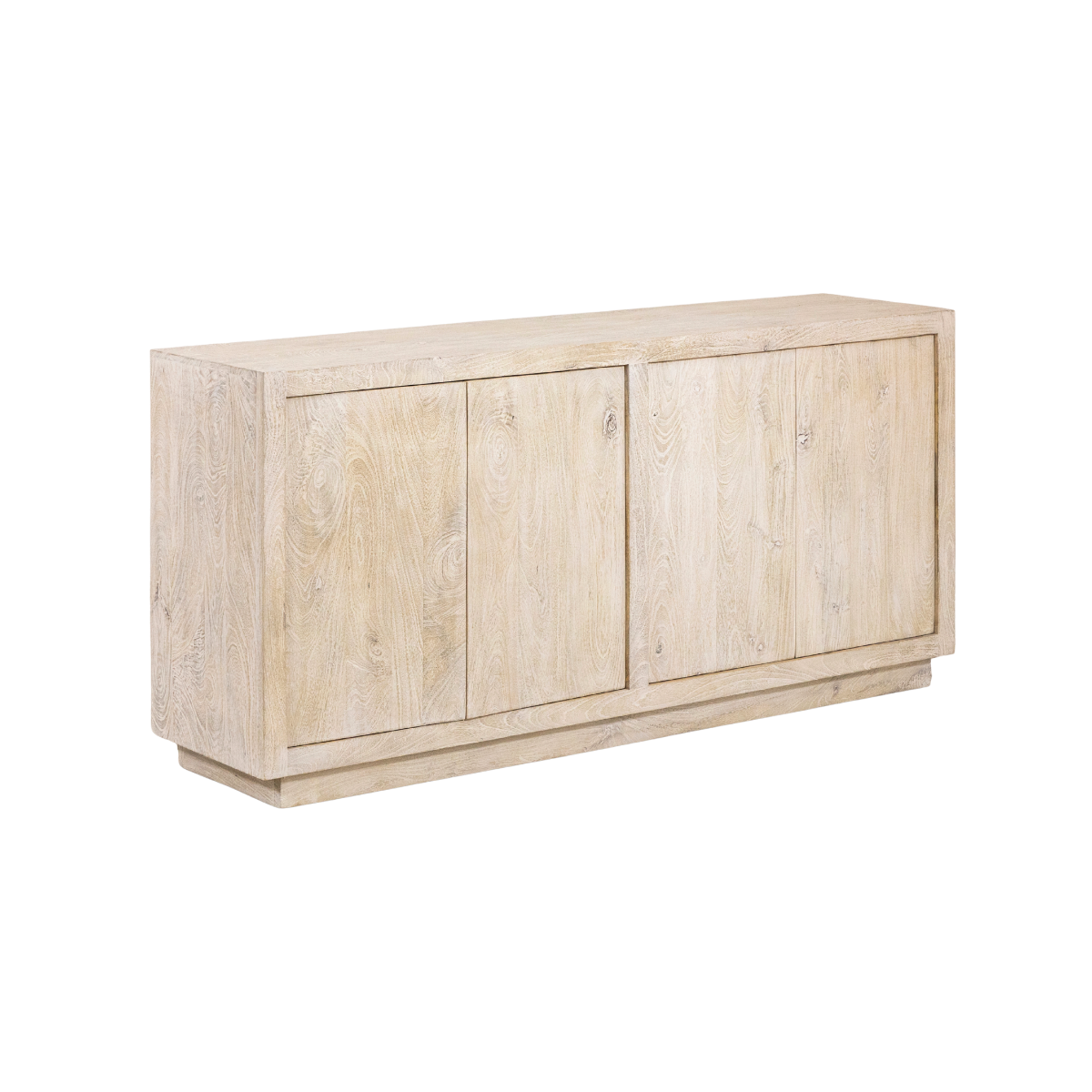 Buffet 4 portes en bois de manguier blanchi Alison