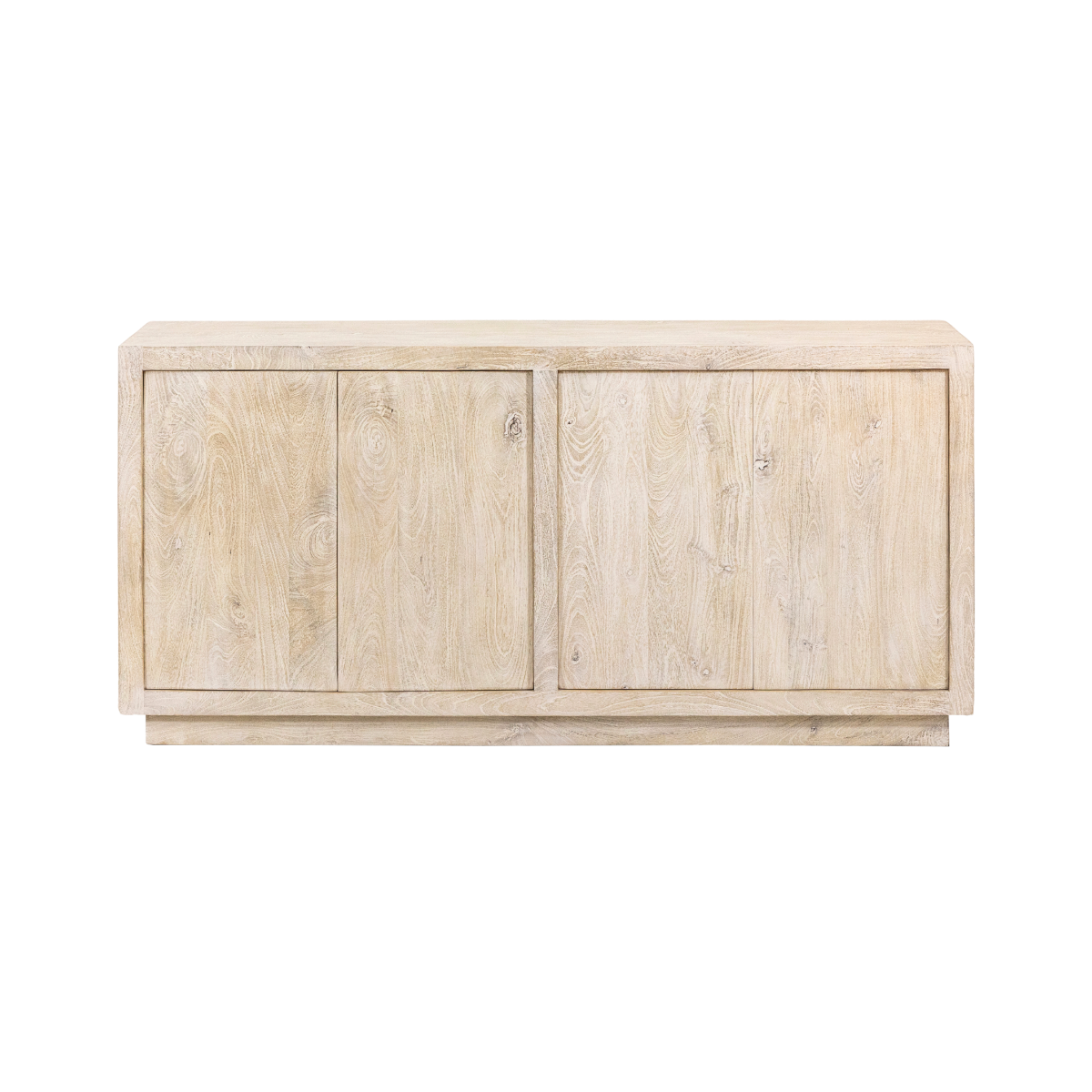 Buffet 4 portes en bois de manguier blanchi Alison