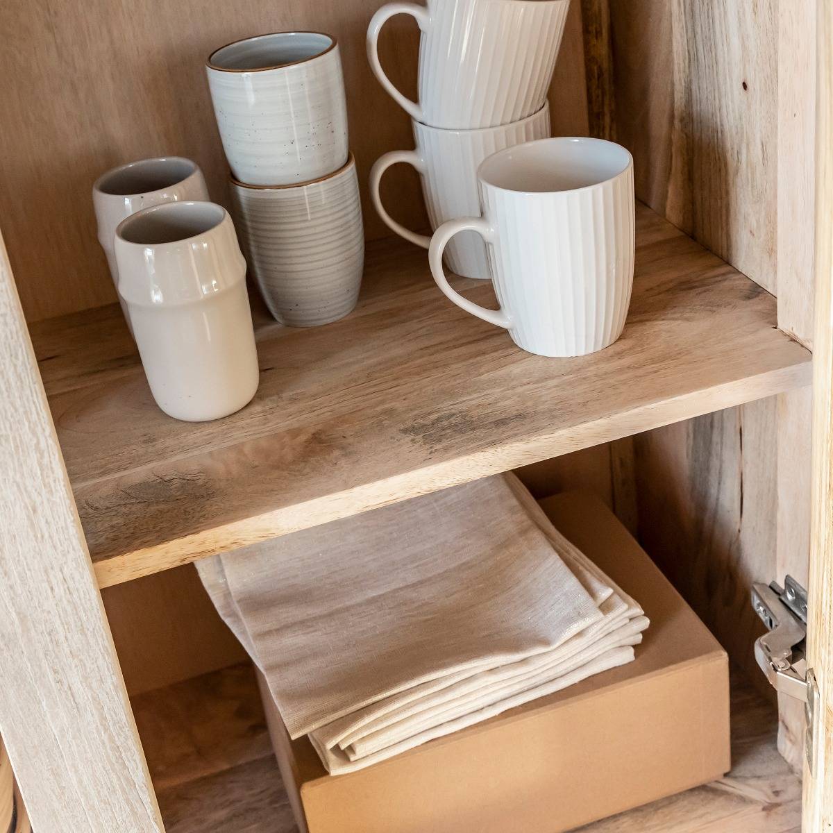 Vaisselier en bois de manguier blanchi Alison