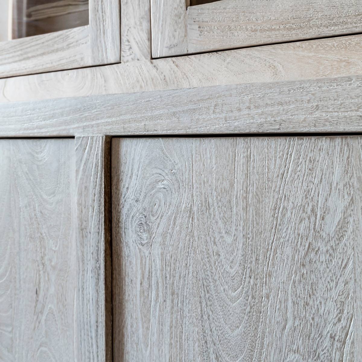 Vaisselier en bois de manguier blanchi Alison