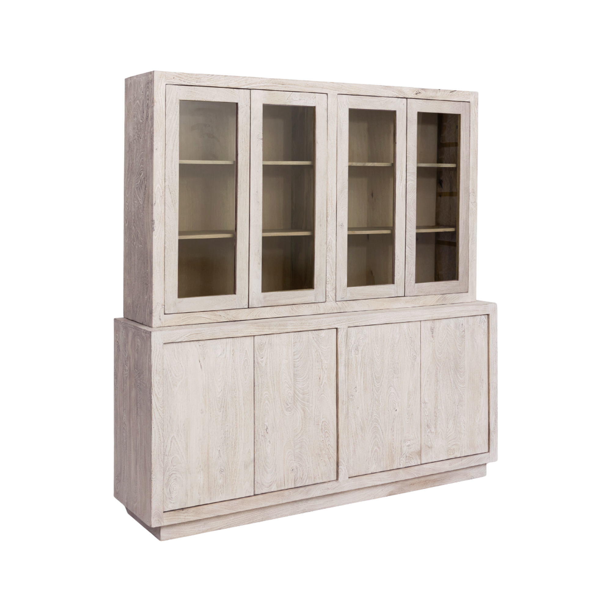 Vaisselier en bois de manguier blanchi Alison