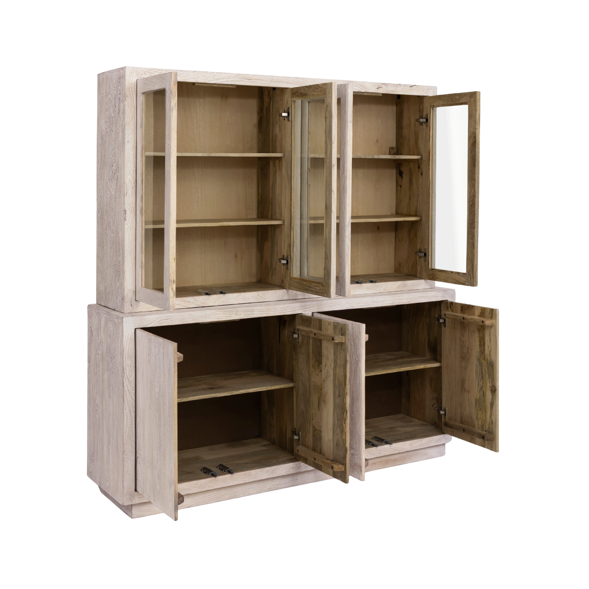 Vaisselier en bois de manguier blanchi Alison