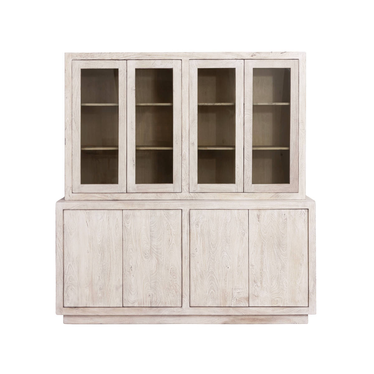 Vaisselier en bois de manguier blanchi Alison