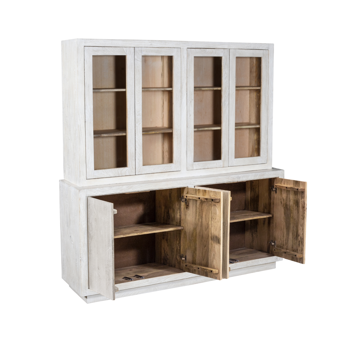 Vaisselier en bois de manguier blanchi Alison