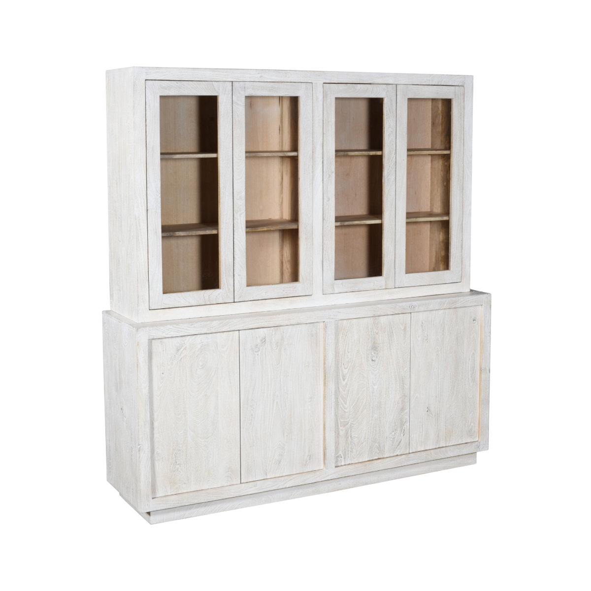 Vaisselier en bois de manguier blanchi Alison