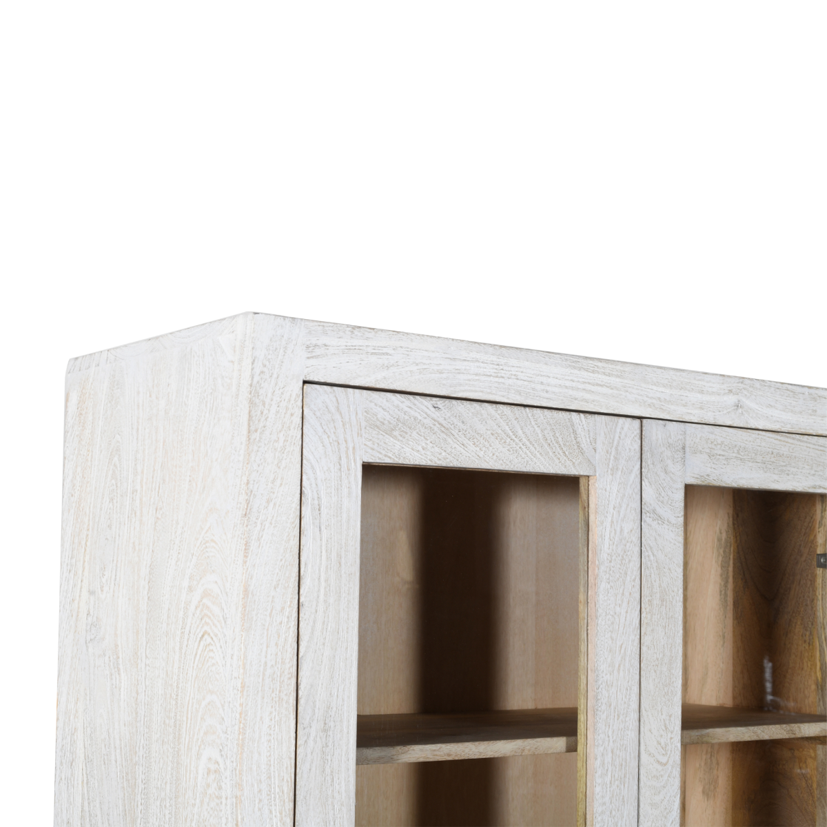 Vaisselier en bois de manguier blanchi Alison