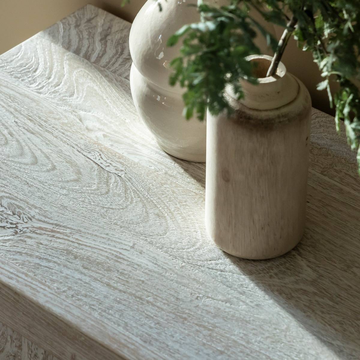 Meuble TV en bois de manguier blanchi Alison