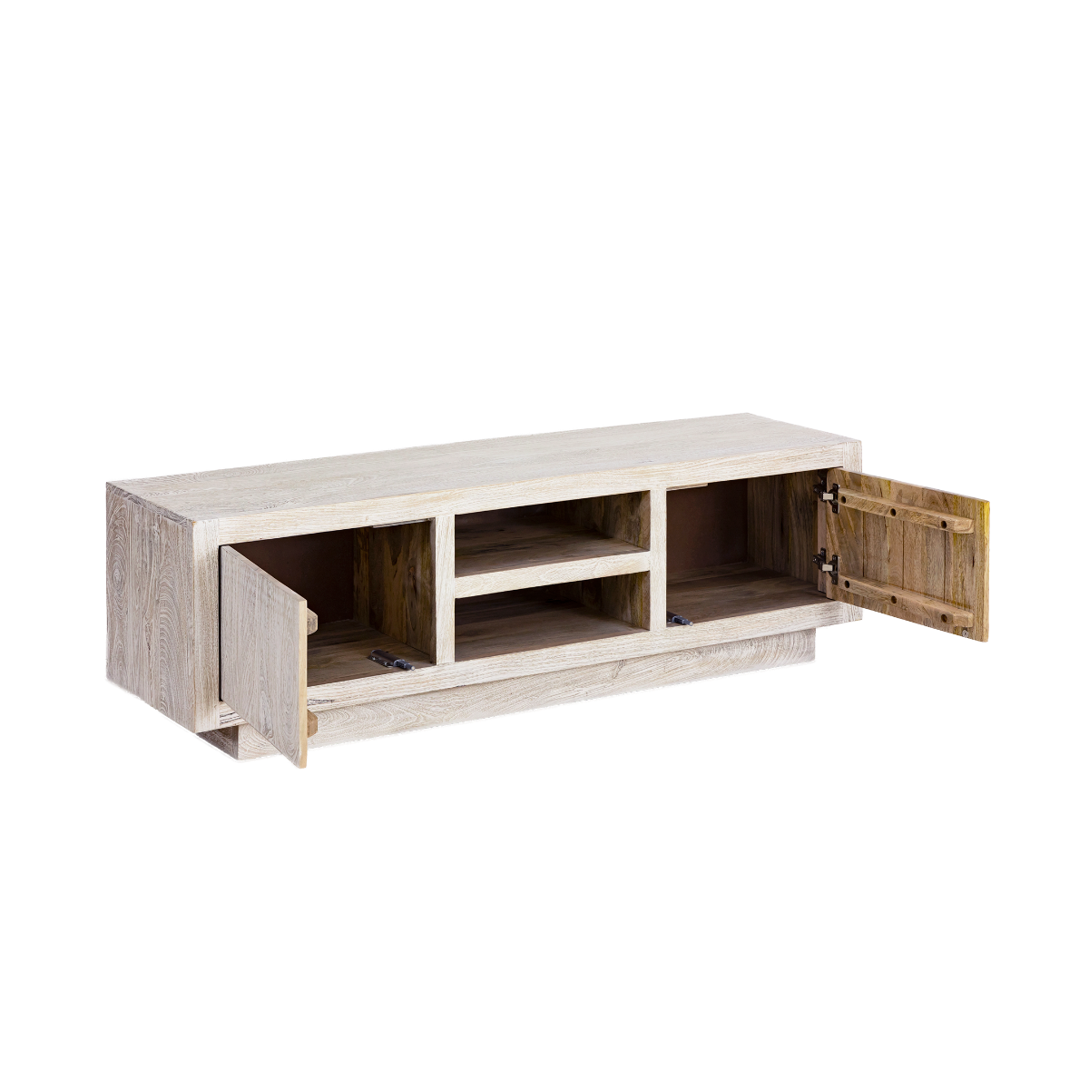 Meuble TV en bois de manguier blanchi Alison