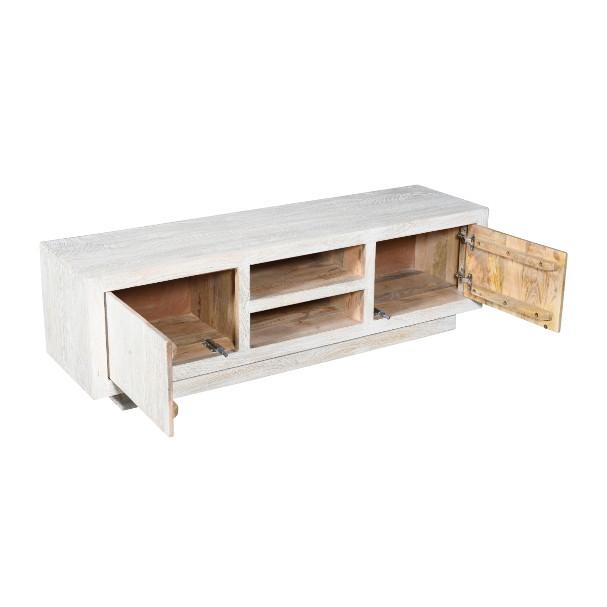 Meuble TV en bois de manguier blanchi Alison