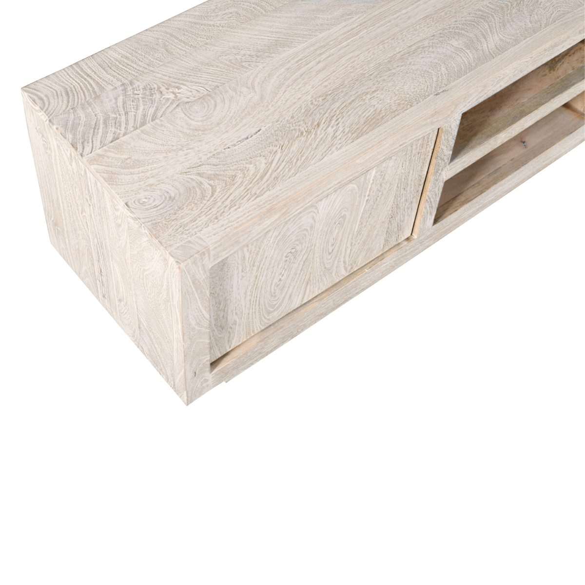 Meuble TV en bois de manguier blanchi Alison