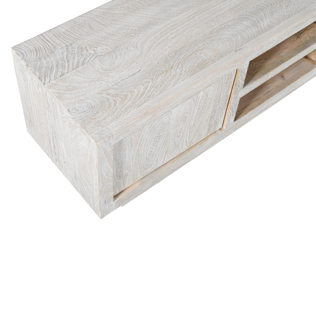 Meuble TV en bois de manguier blanchi Alison