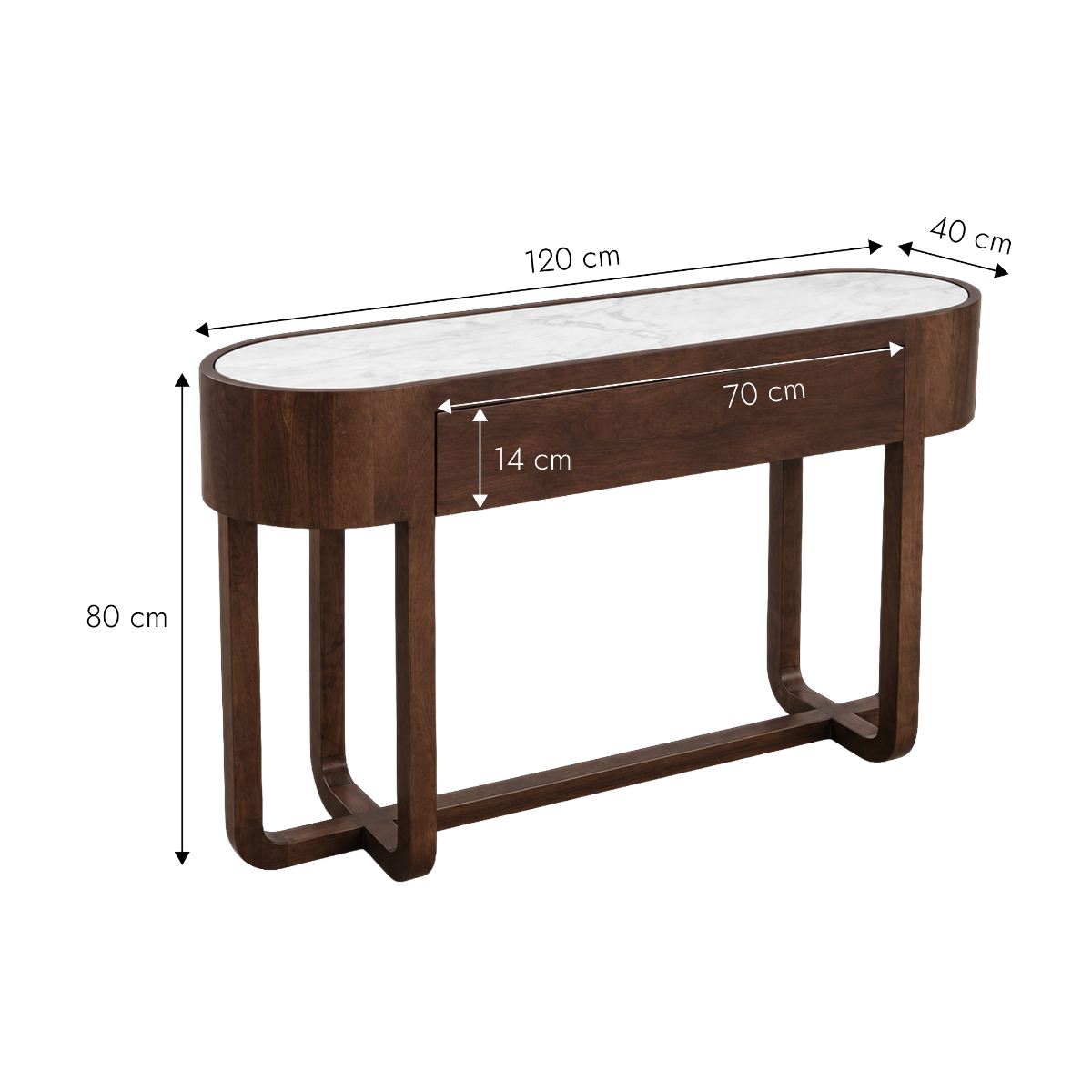 Console en bois de manguier et marbre Isidor