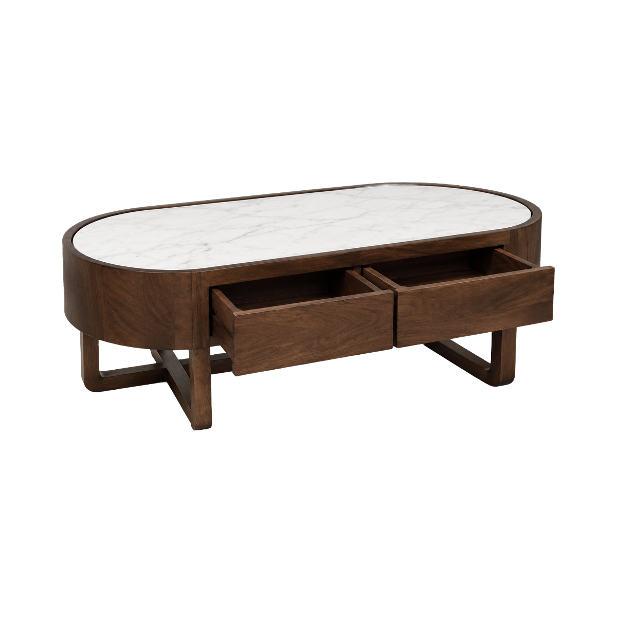 Table basse en bois de manguier et marbre Isidor