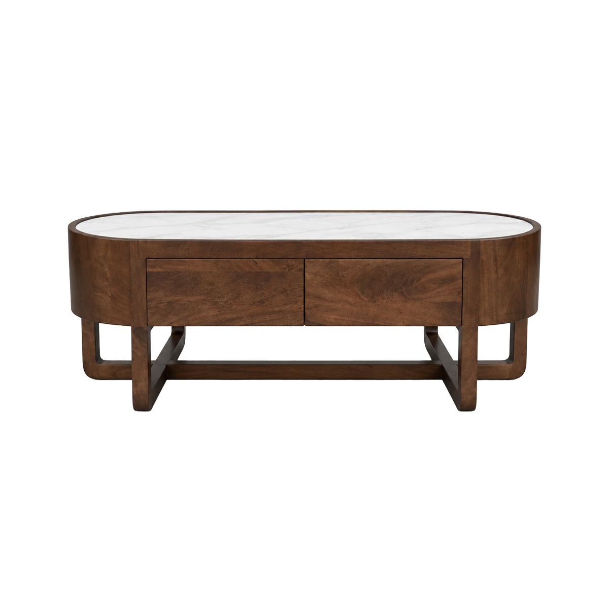 Table basse en bois de manguier et marbre Isidor
