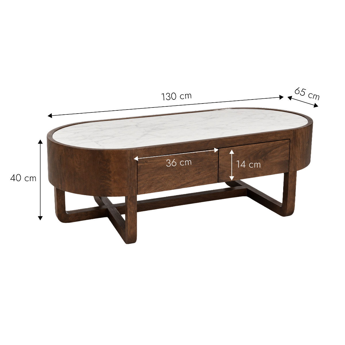 Table basse en bois de manguier et marbre Isidor