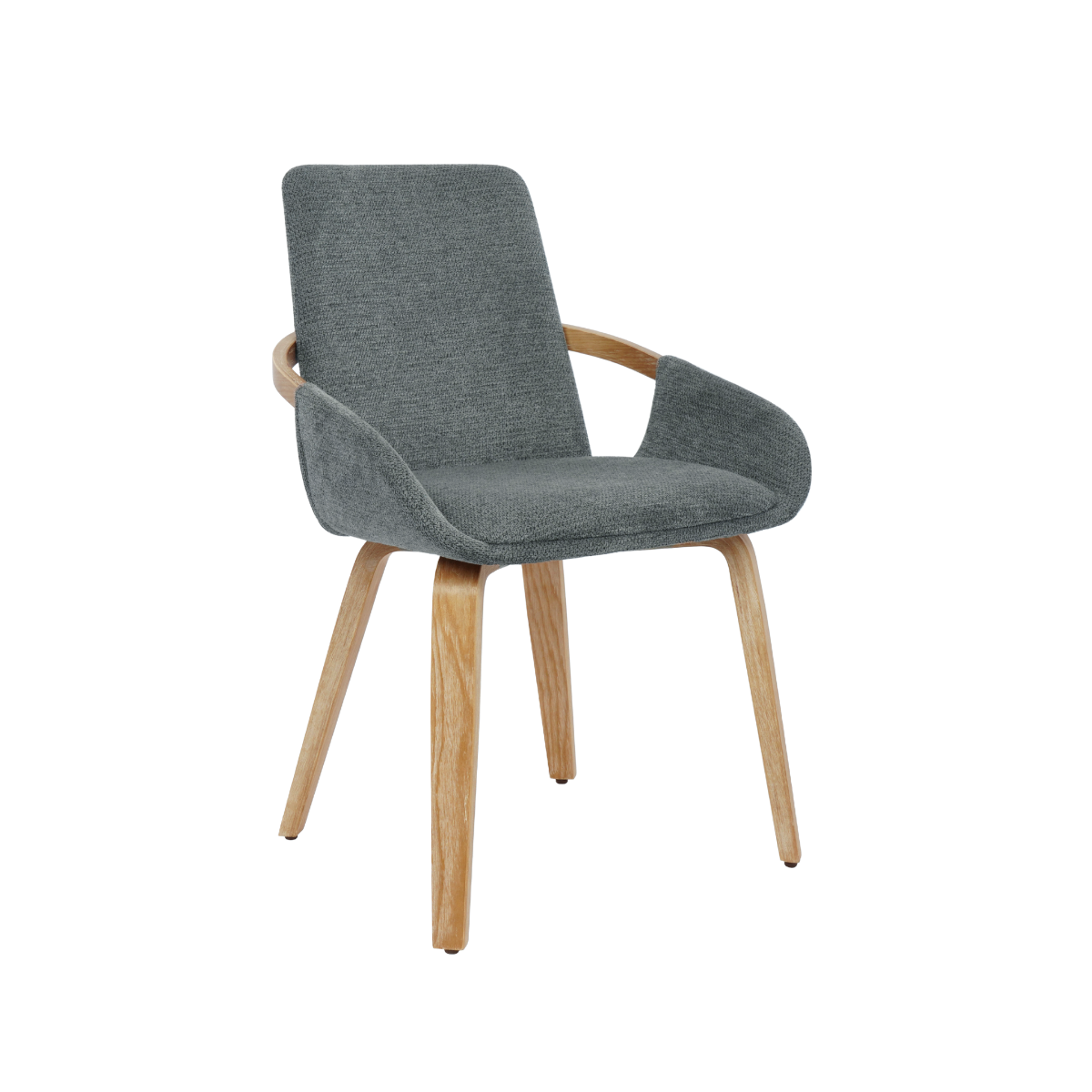 Chaise en bois de sapin et tissu gris chiné Calwen (lot de 2)