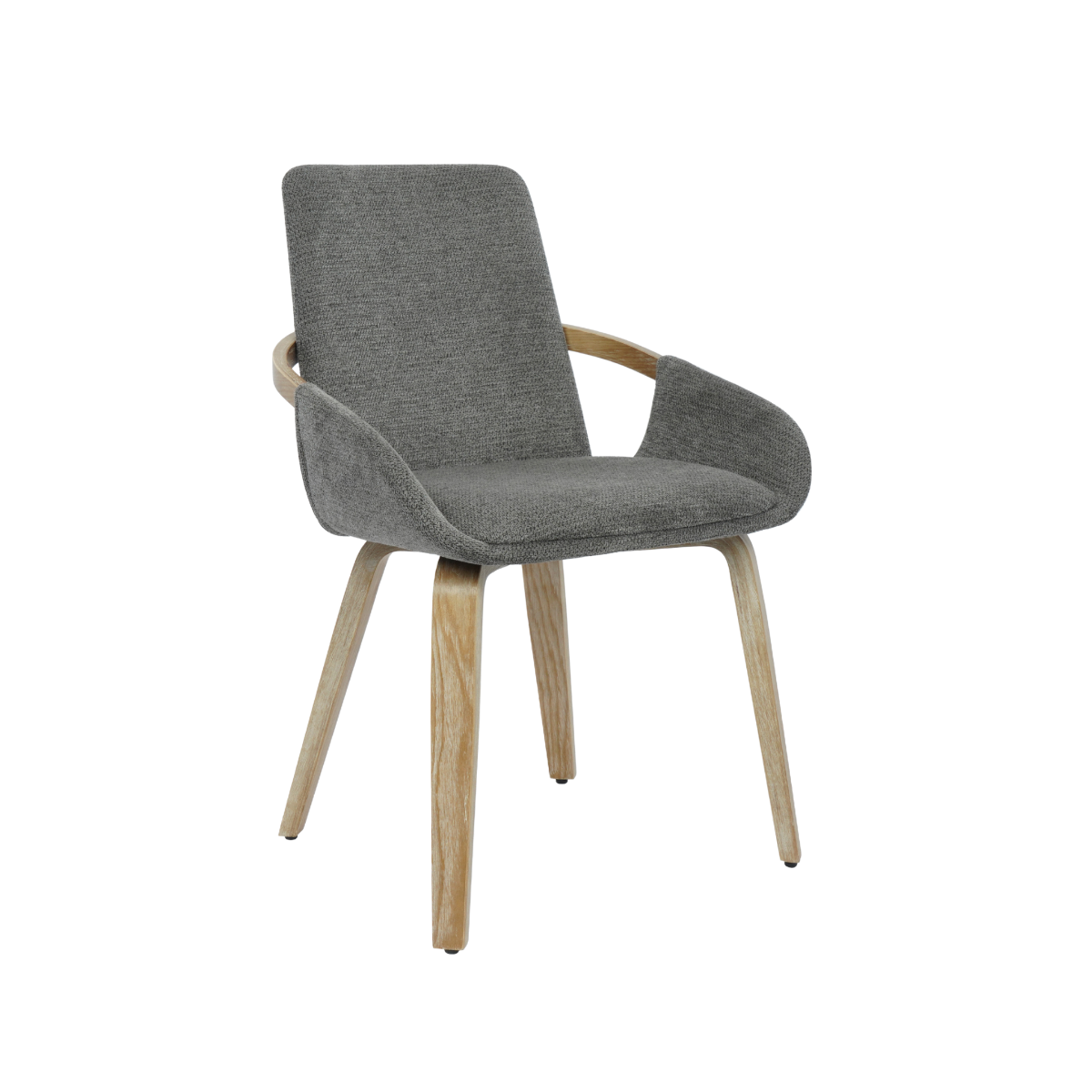 Chaise en bois de sapin et tissu gris chiné Calwen (lot de 2)