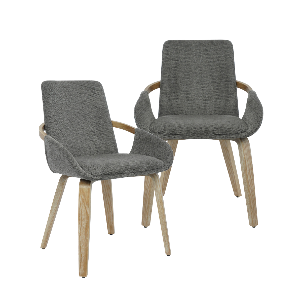 Chaise en bois de sapin et tissu gris chiné Calwen (lot de 2)