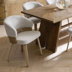 Chaise en bois de sapin et tissu gris chiné Milas (lot de 2)