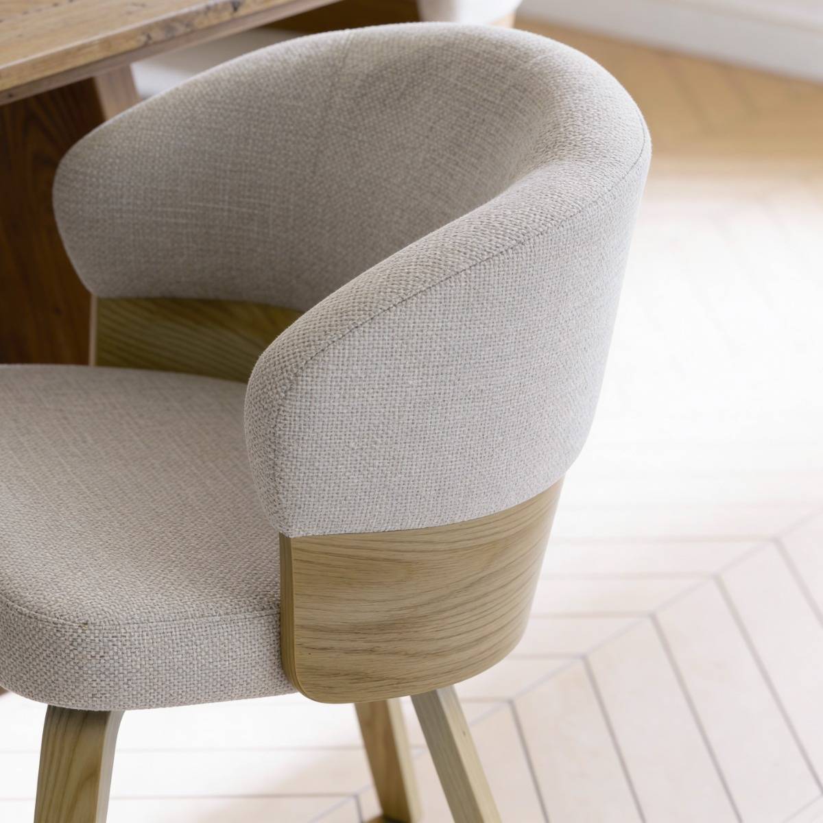 Chaise en bois de sapin et tissu gris chiné Milas (lot de 2)