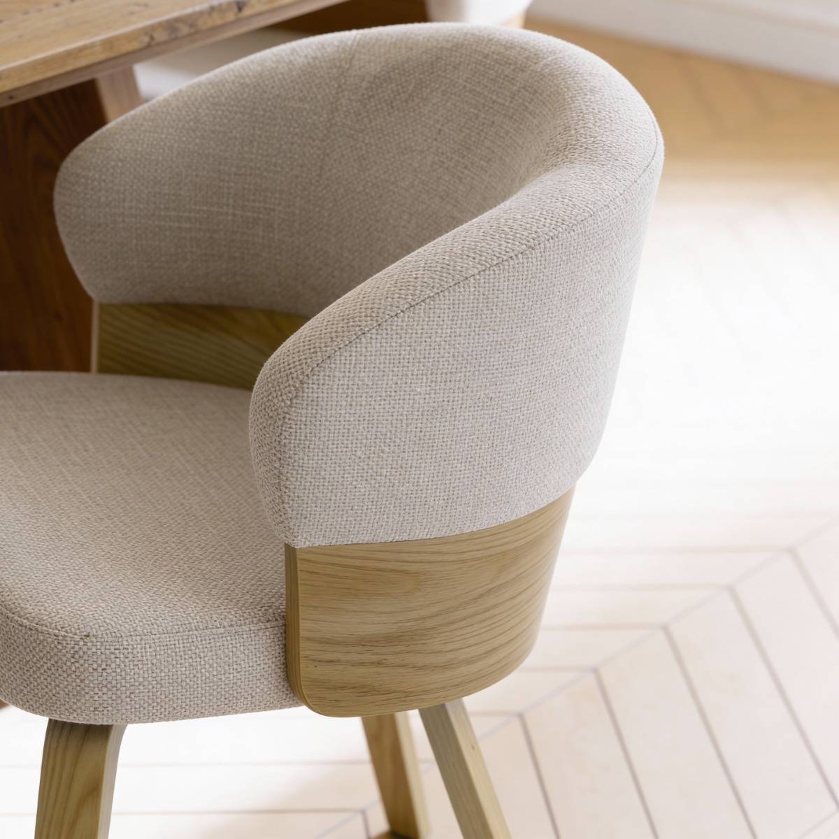 Chaise en bois de sapin et tissu gris chiné Milas (lot de 2)