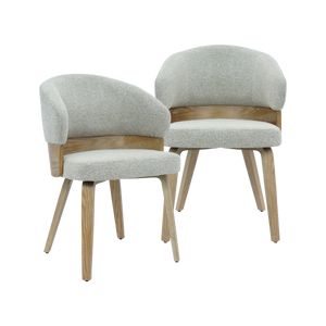 Chaise en bois de sapin et tissu gris chiné Milas (lot de 2)