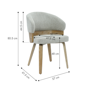 Chaise en bois de sapin et tissu gris chiné Milas (lot de 2)