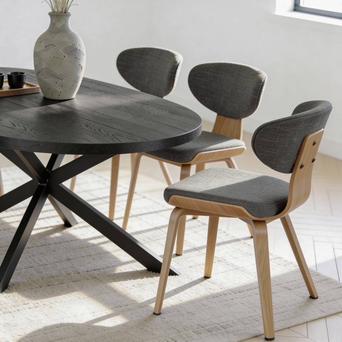 Chaise en bois de sapin et tissu gris ardoise Asda (lot de 2)