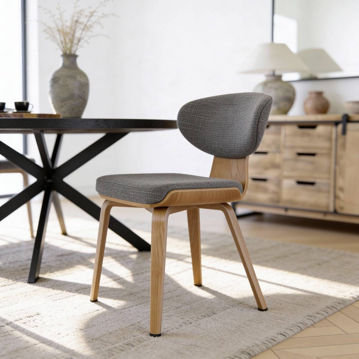 Chaise en bois de sapin et tissu gris ardoise Asda (lot de 2)