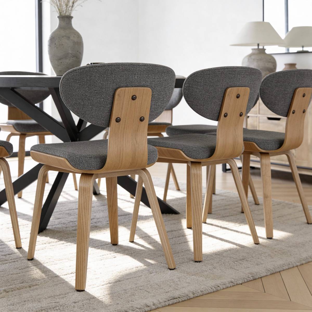 Chaise en bois de sapin et tissu gris ardoise Asda (lot de 2)