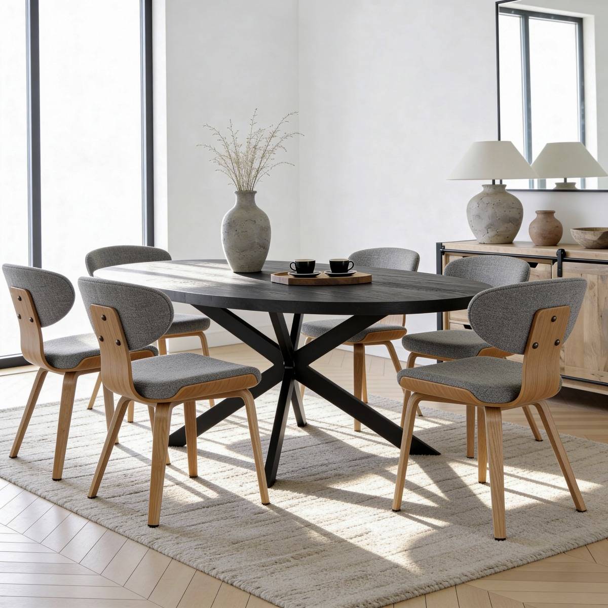 Chaise en bois de sapin et tissu gris ardoise Asda (lot de 2)