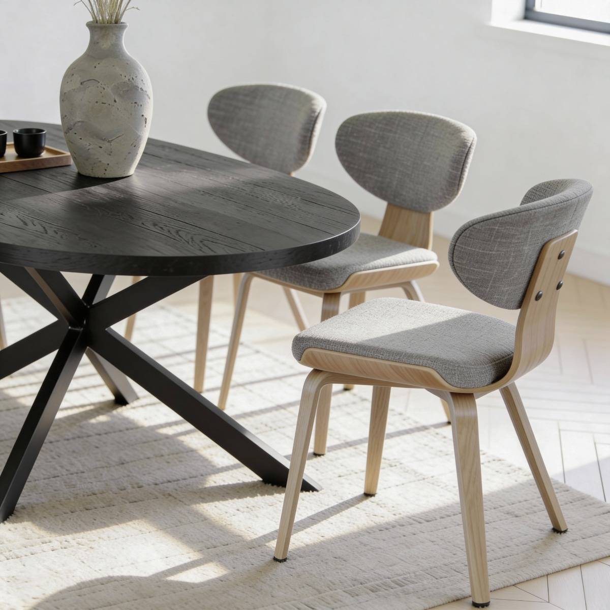 Chaise en bois de sapin et tissu gris ardoise Asda (lot de 2)