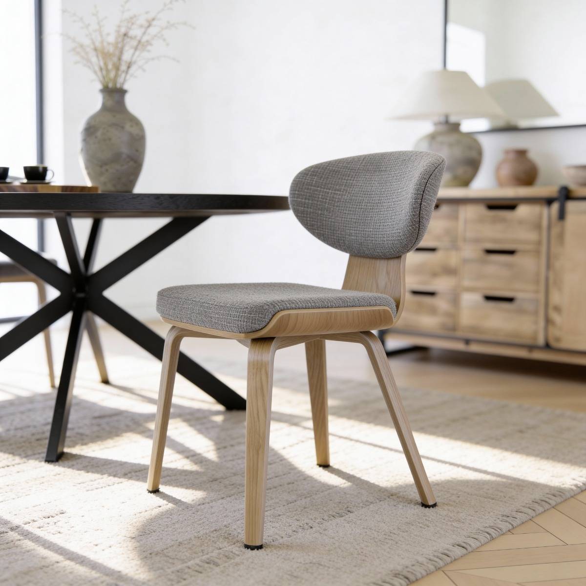 Chaise en bois de sapin et tissu gris ardoise Asda (lot de 2)