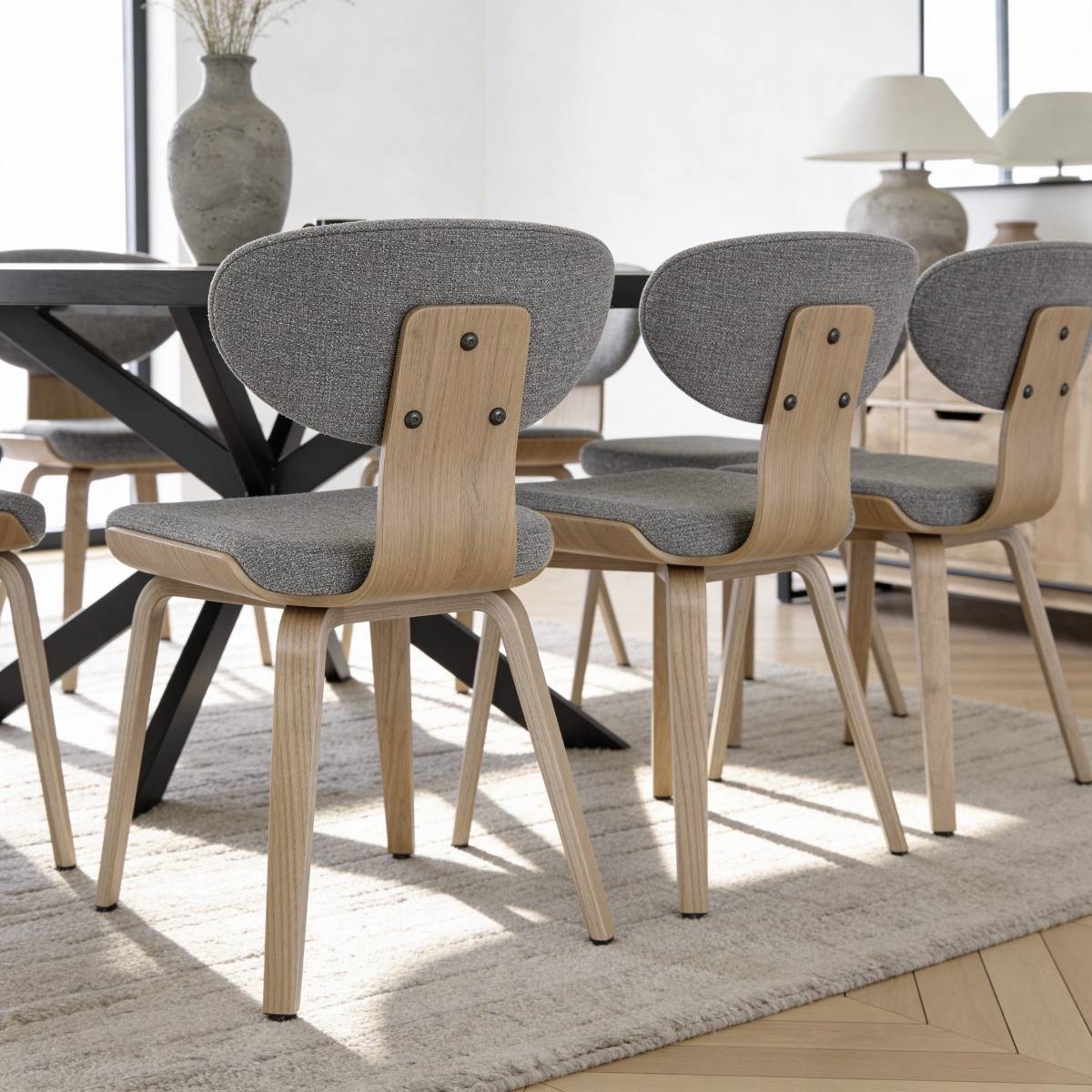 Chaise en bois de sapin et tissu gris ardoise Asda (lot de 2)