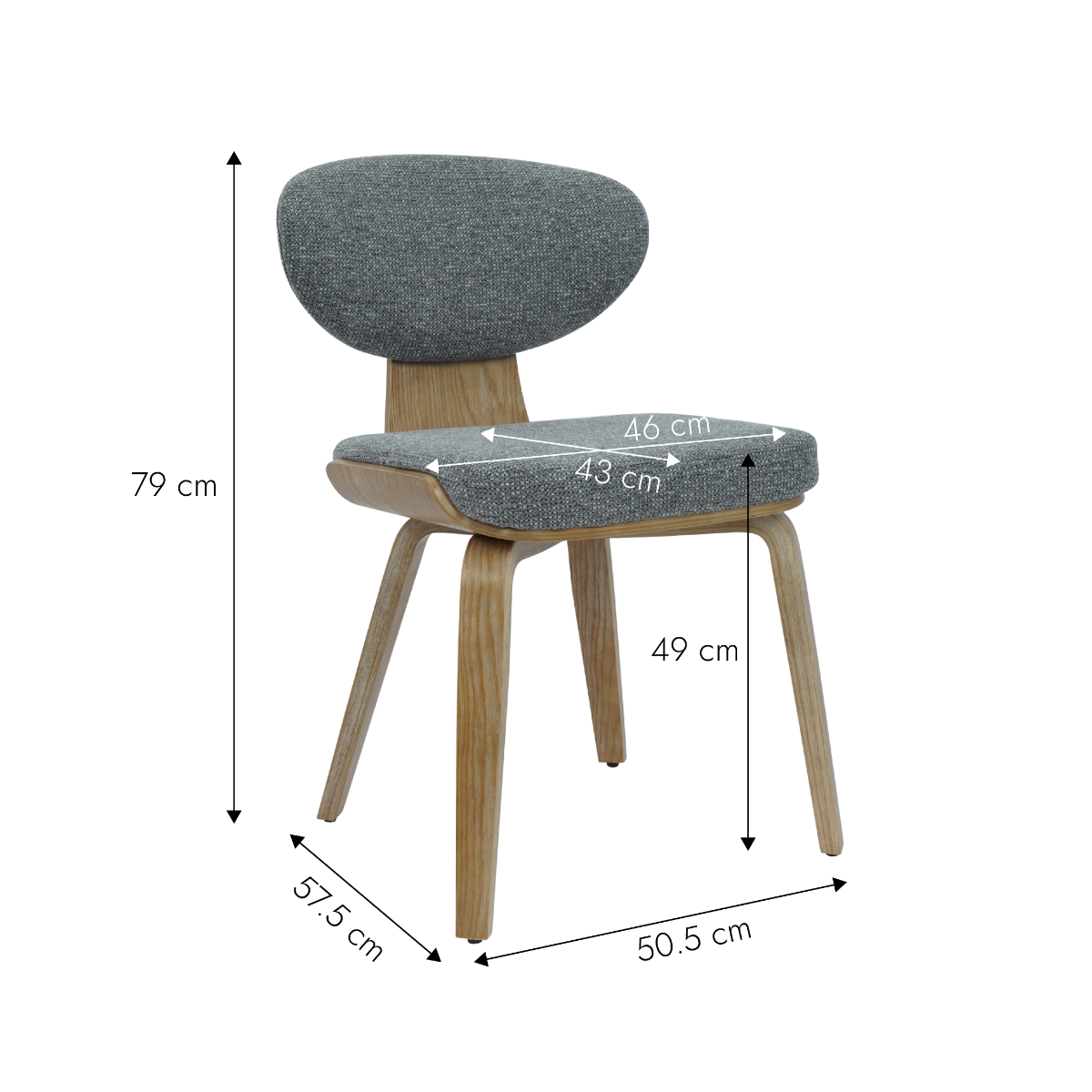 Chaise en bois de sapin et tissu gris ardoise Asda (lot de 2)