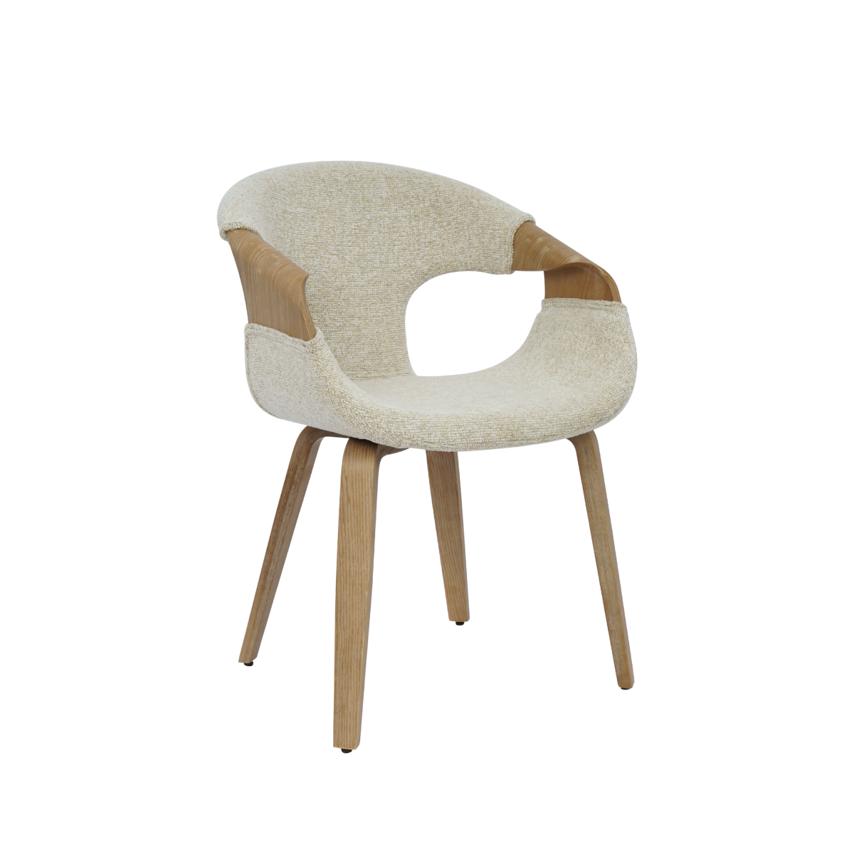 Chaise arrondie en bois de sapin et tissu écru Miriya (lot de 2)