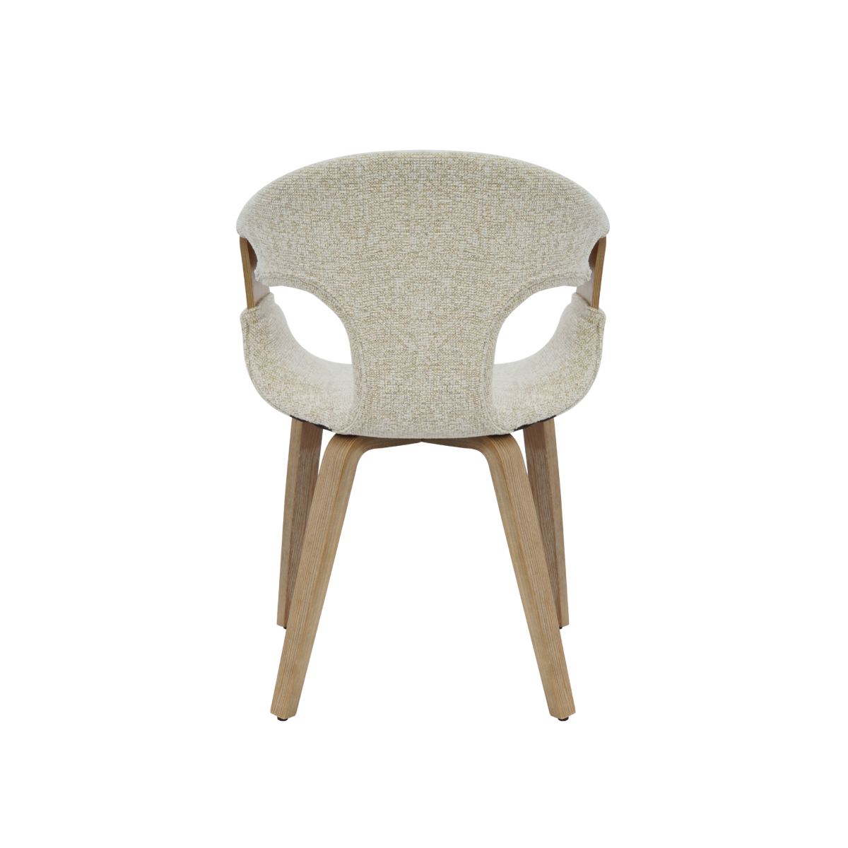 Chaise arrondie en bois de sapin et tissu écru Miriya (lot de 2)