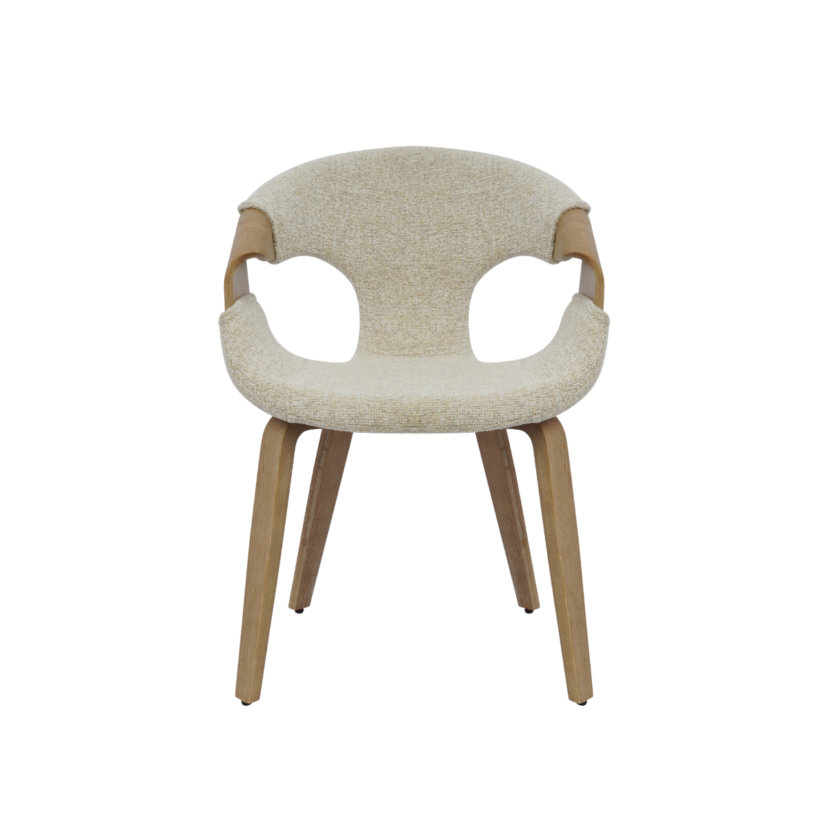 Chaise arrondie en bois de sapin et tissu écru Miriya (lot de 2)