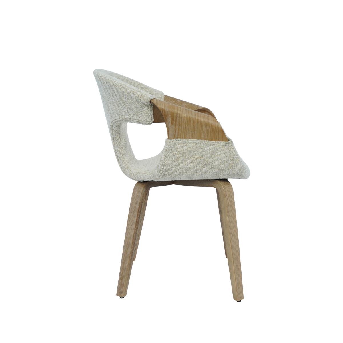 Chaise arrondie en bois de sapin et tissu écru Miriya (lot de 2)