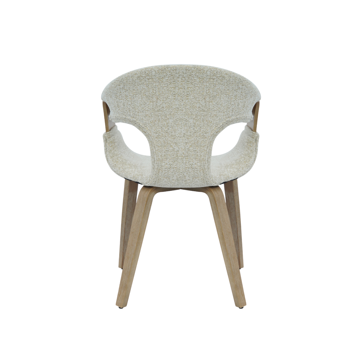 Chaise arrondie en bois de sapin et tissu écru Miriya (lot de 2)