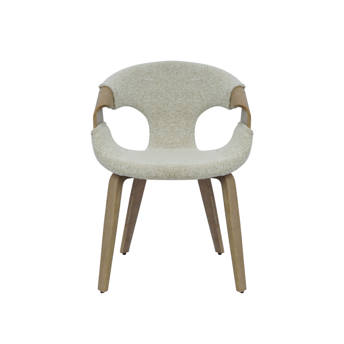 Chaise arrondie en bois de sapin et tissu écru Miriya (lot de 2)