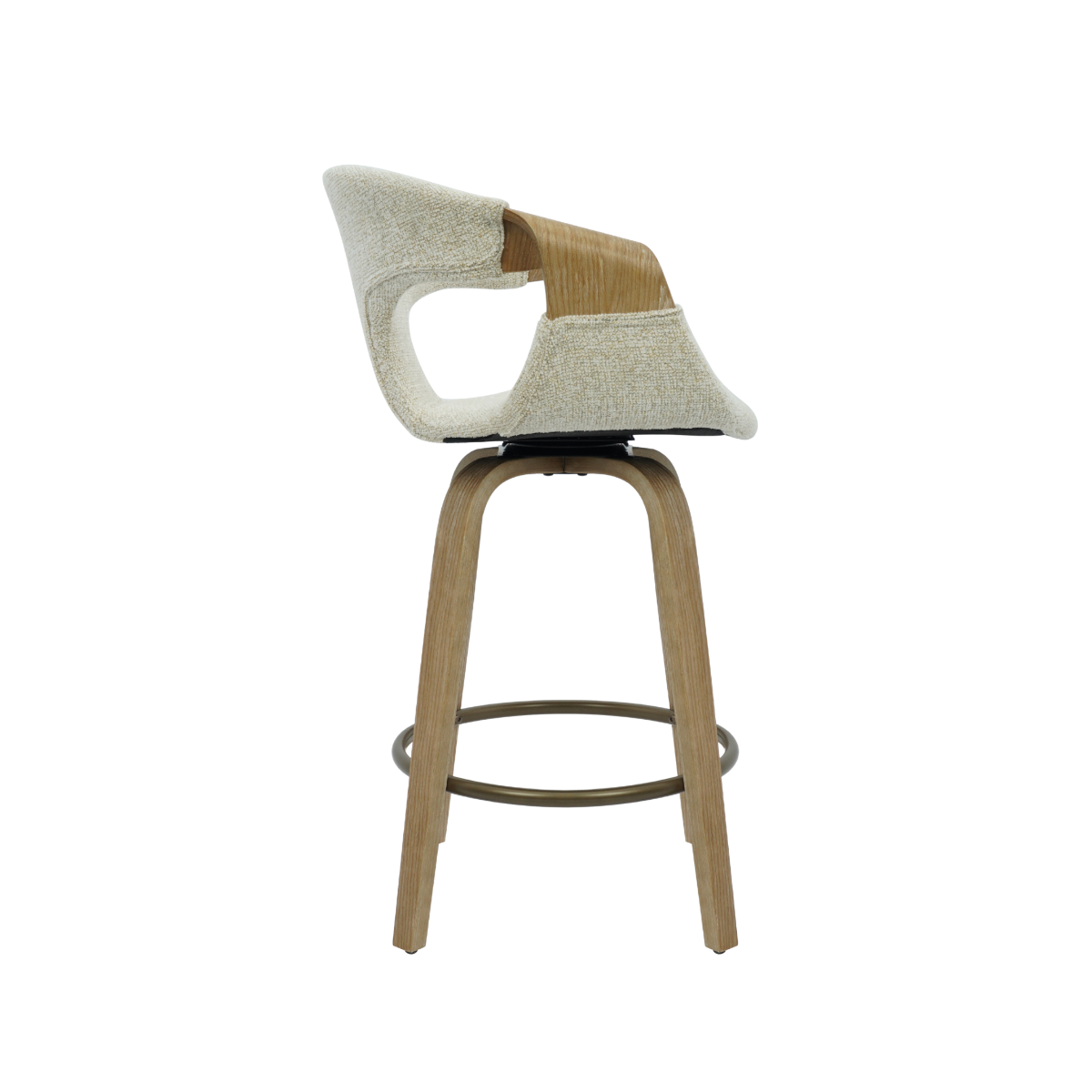 Tabouret de bar en bois de sapin et tissu écru Miriya (lot de 2)