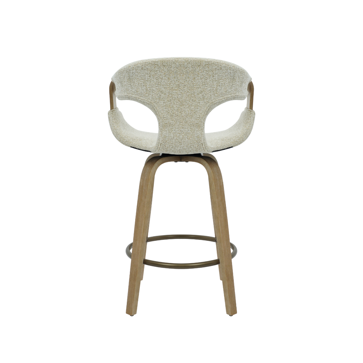 Tabouret de bar en bois de sapin et tissu écru Miriya (lot de 2)