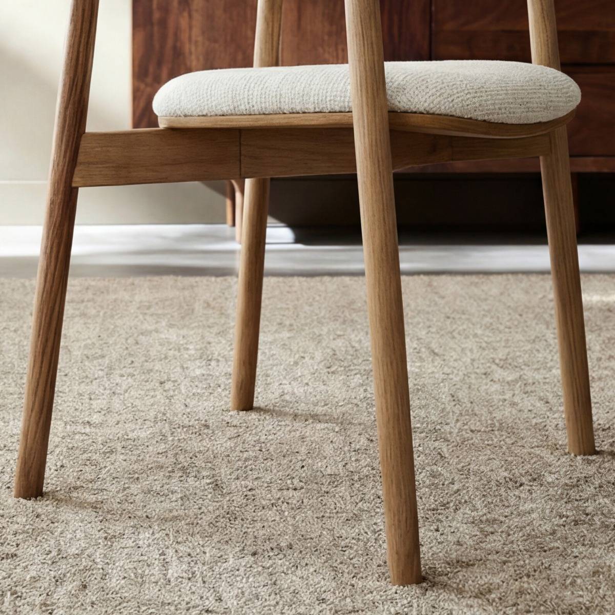 Chaise en bois de sapin et tissu écru Olia (lot de 2)