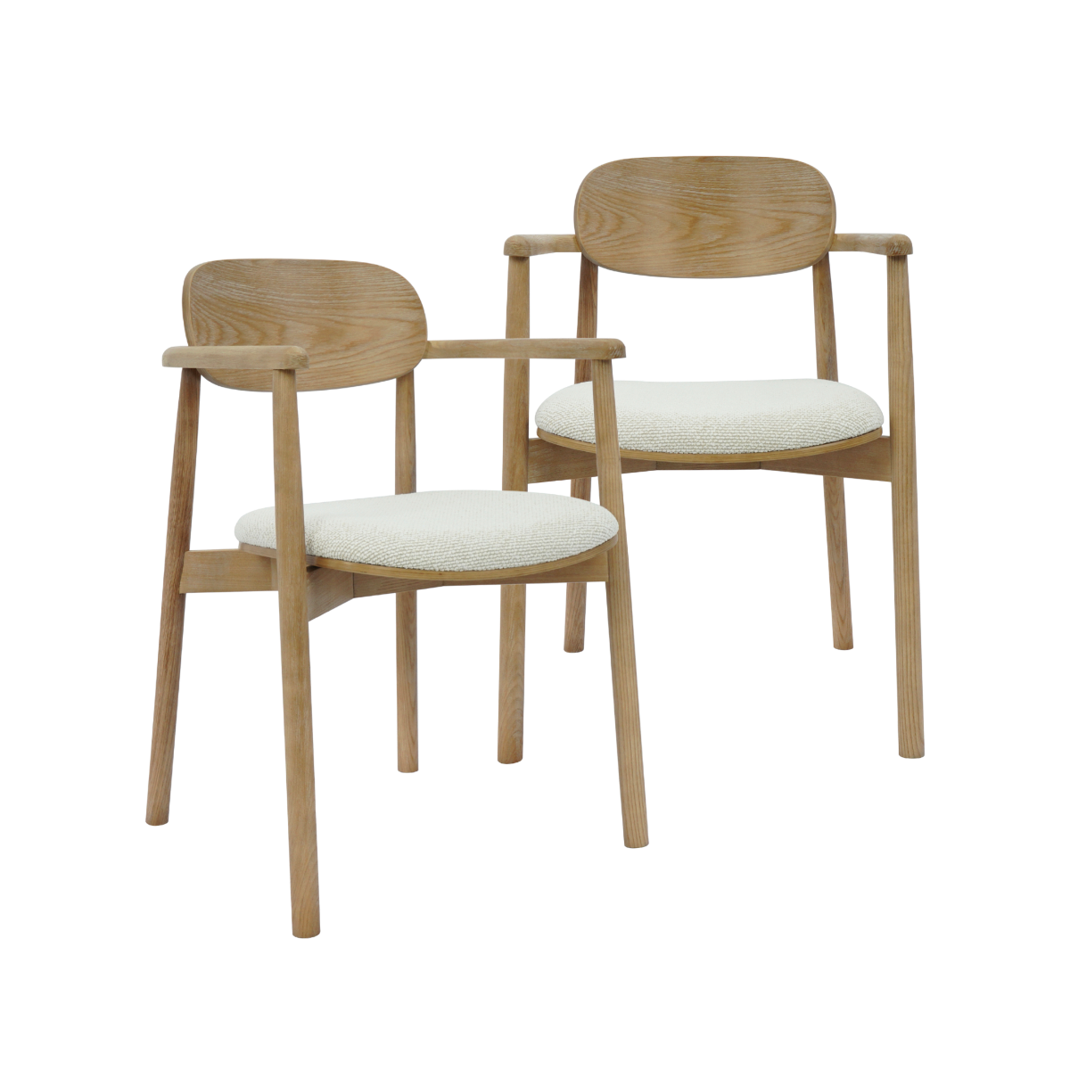 Chaise en bois de sapin et tissu écru Olia (lot de 2)